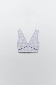 GINGHAM KNIT TOP at Zara